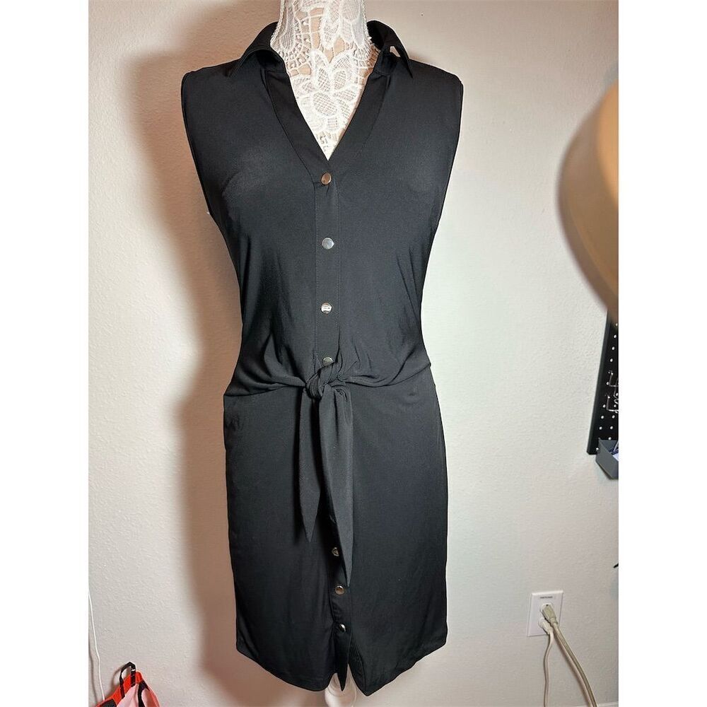 Philosophy Women's Black Sleeveless Button-Down Dress Size S